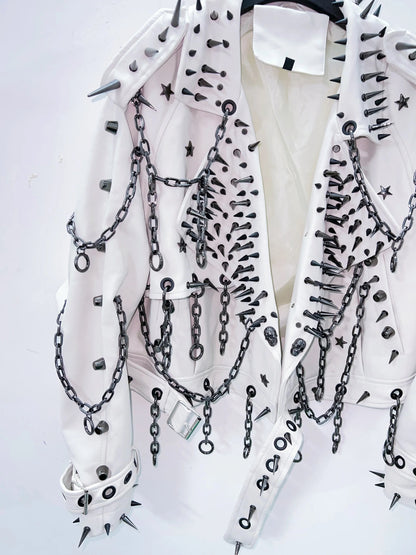 vintage Leather  y2k  Jacket Skull Jacket Punk Jacket  gothic Leather gothic clothes y2k fashion y2k clothes  harajuku Jacket SS69