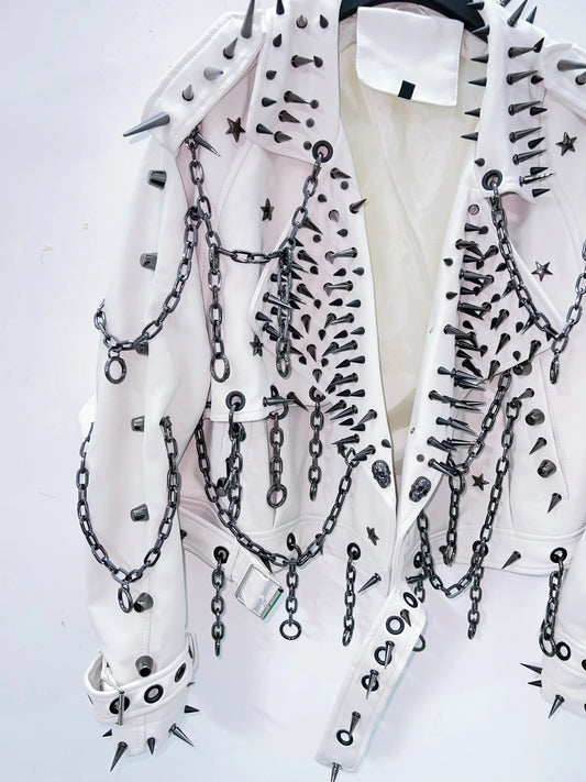 vintage Leather  y2k  Jacket Skull Jacket Punk Jacket  gothic Leather gothic clothes y2k fashion y2k clothes  harajuku Jacket SS69