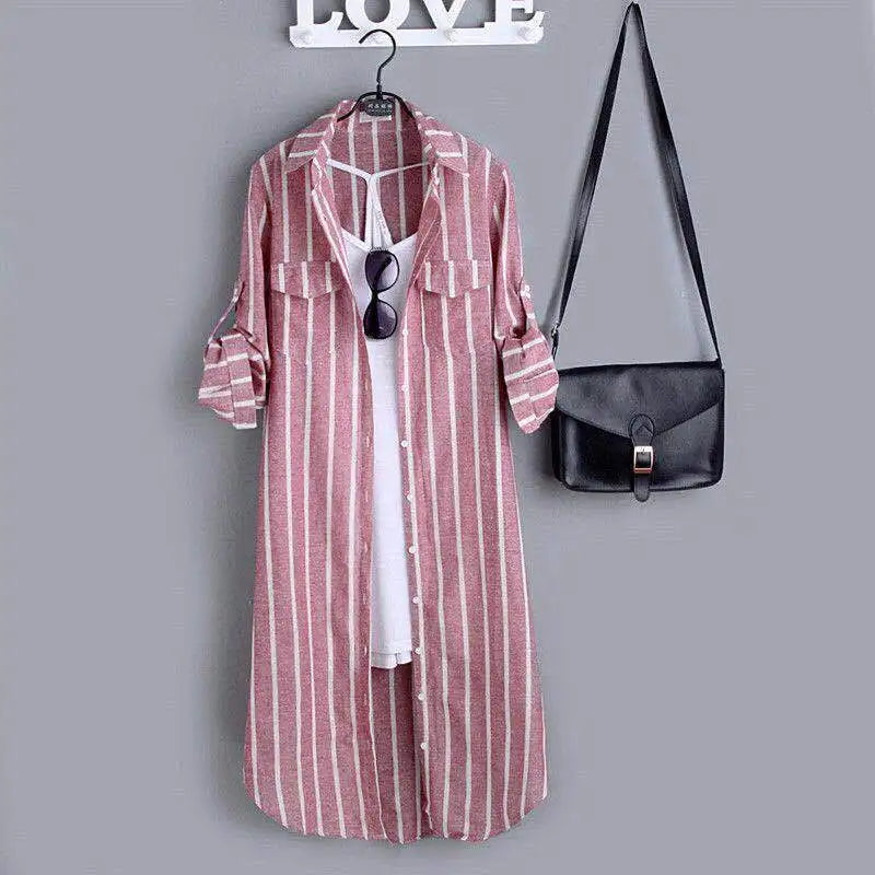 Plaid shirt female in the spring and autumn period and the new long loose long-sleeved jacket coat dress shirts