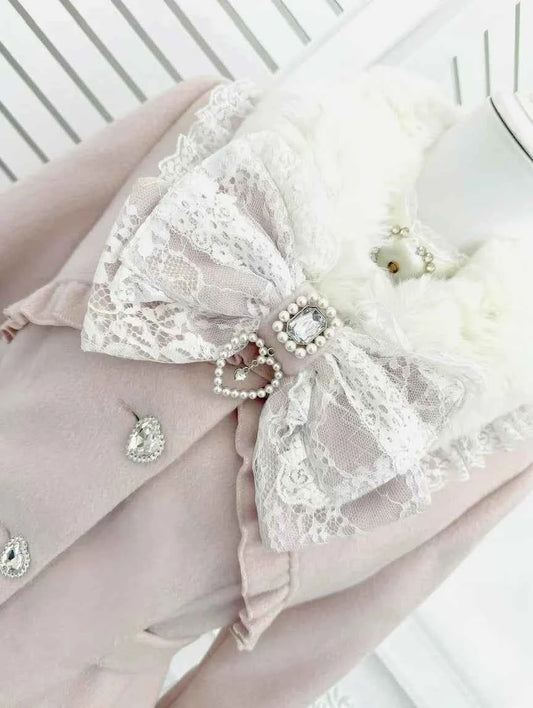 Japanese Mass-Produced Long Wool Collar Coat 20% Wool Waist-Cinching Sweet Girl Long Sleeve Slim Fit Elegant Lolita Woolen Coat
