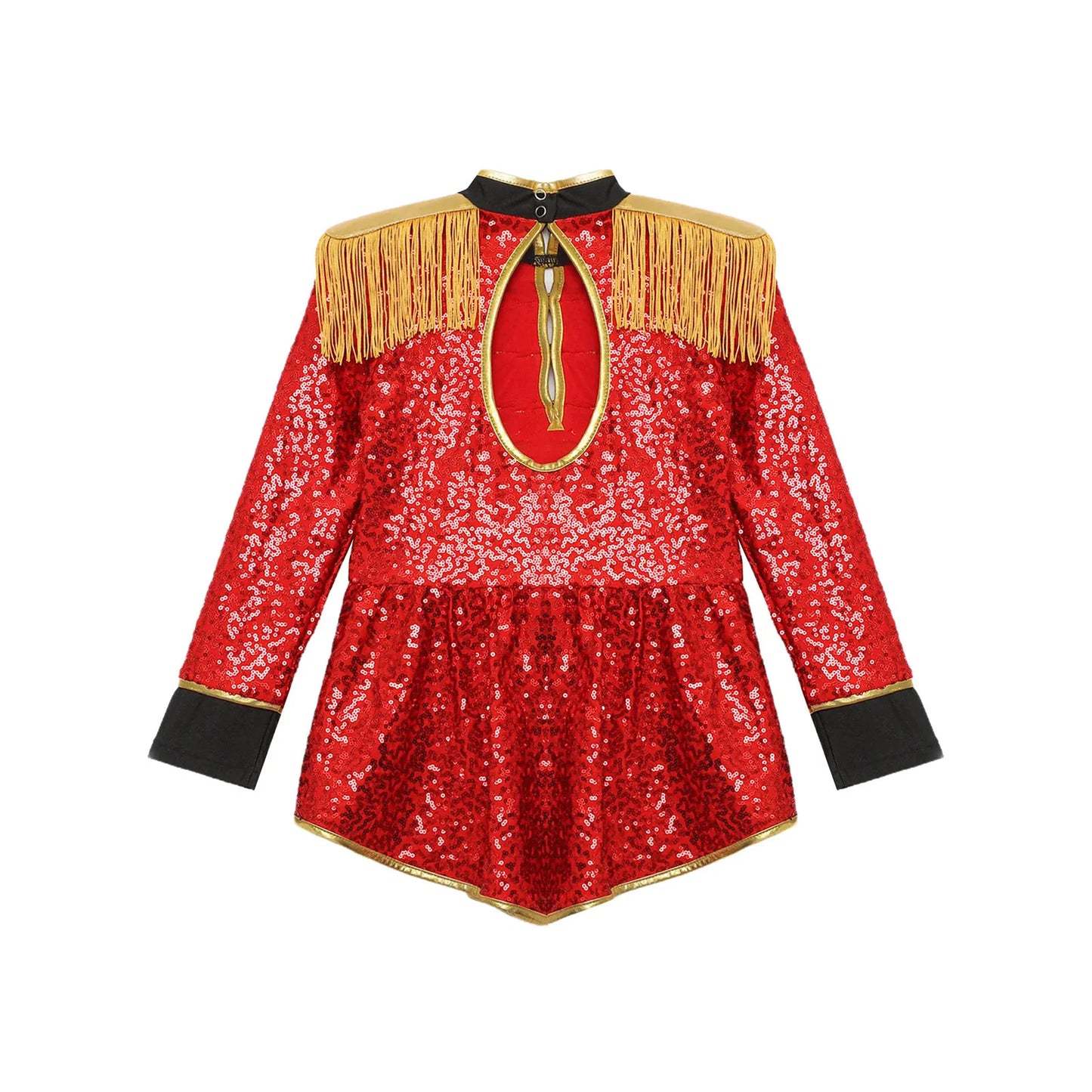 Moggemol Girls Sequin Ringmaster Bodysuit Long Sleeve Circus Costume