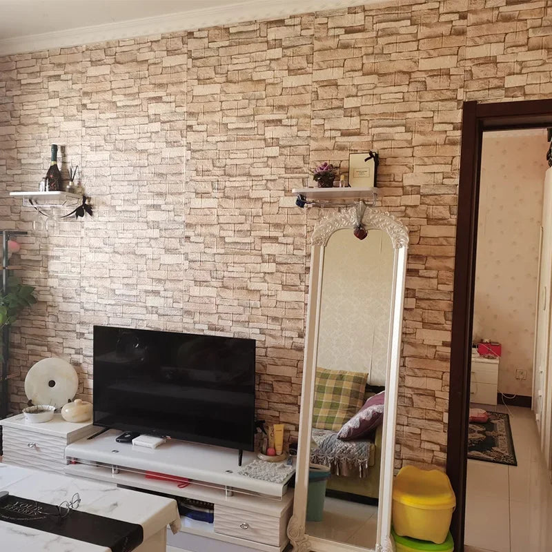 3D Foam Brick Wall Stickers, Waterproof Peel & Stick Panels 70x77cm