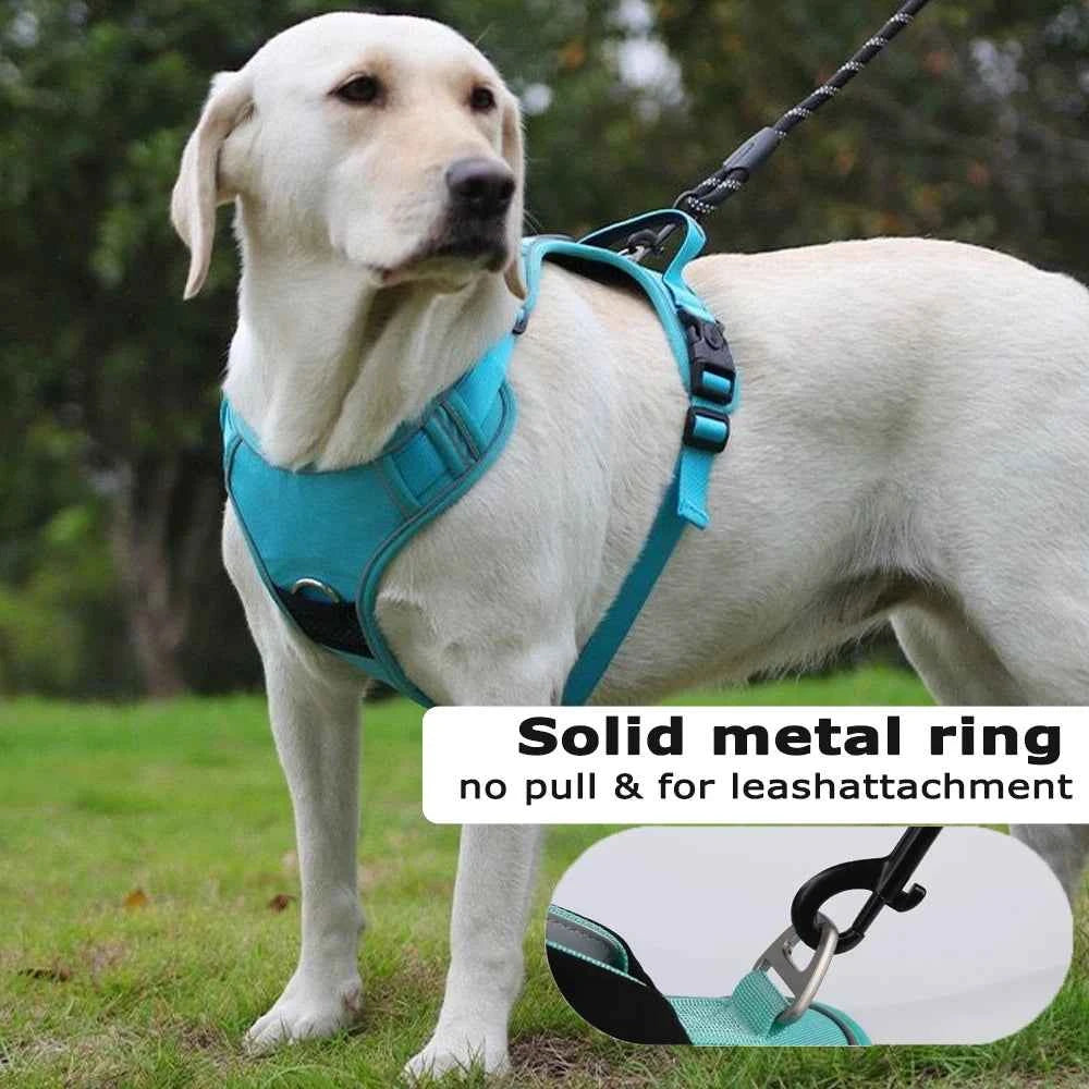 Dog Harness with Airtag Holder and Leash Set-Premium Oxford Breathable Material Durable Reflective Dog Harness and Leash Set