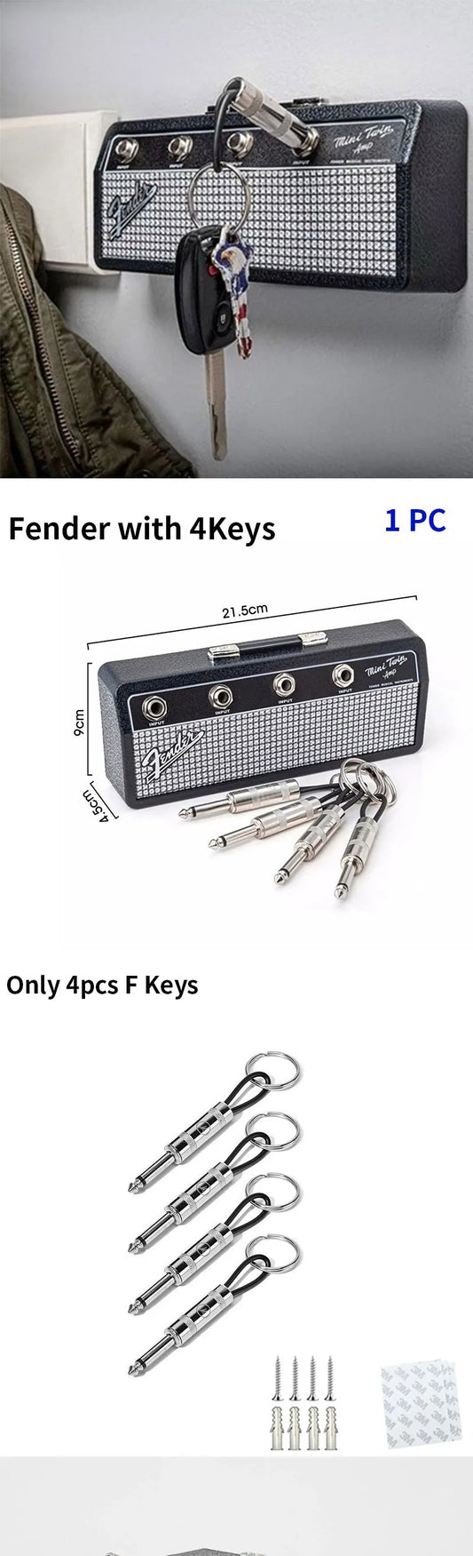 Music Key Storage Frame Fender Guitar Wall Mount Key Ring Holder Vintage Vintage Amp Key Ring Holder Home Decoration Gift 2.0 SS69