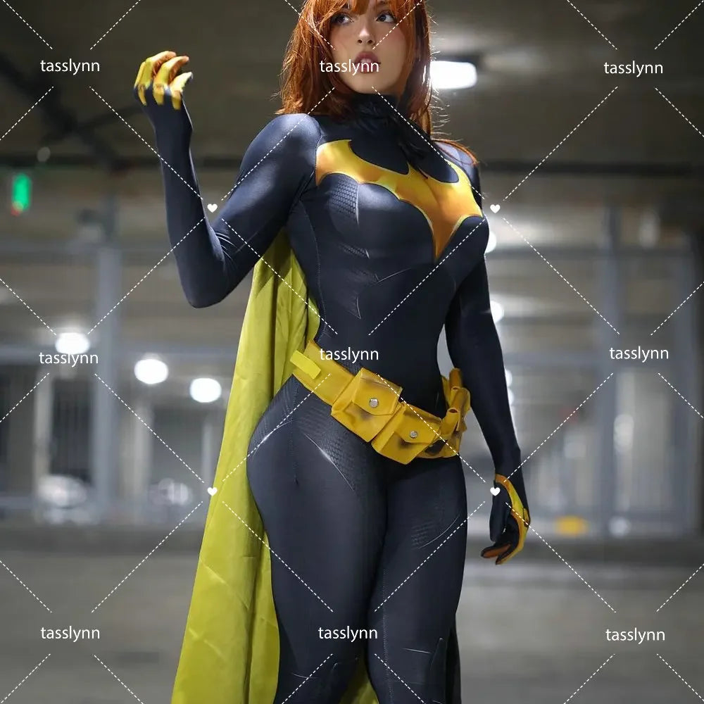 Bat Girls Cosplay Costumes Zentai Suit Bat Girl Bodysuit for Geek Girl Halloween Costumes for Women Excluding Cloak Belt Mask SS69