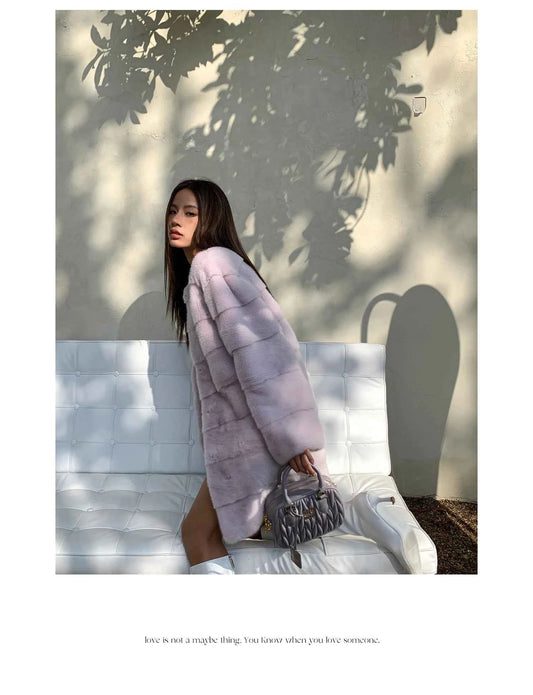 HDHOHR 2025 New 100% Real Mink Fur Coat Women Fashion Essential Natural Mink Fur Jackets Warm Royel Blue Winter Fur Coat