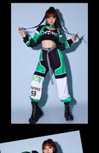 Green K-POP Jazz Dance Costume Set for Women