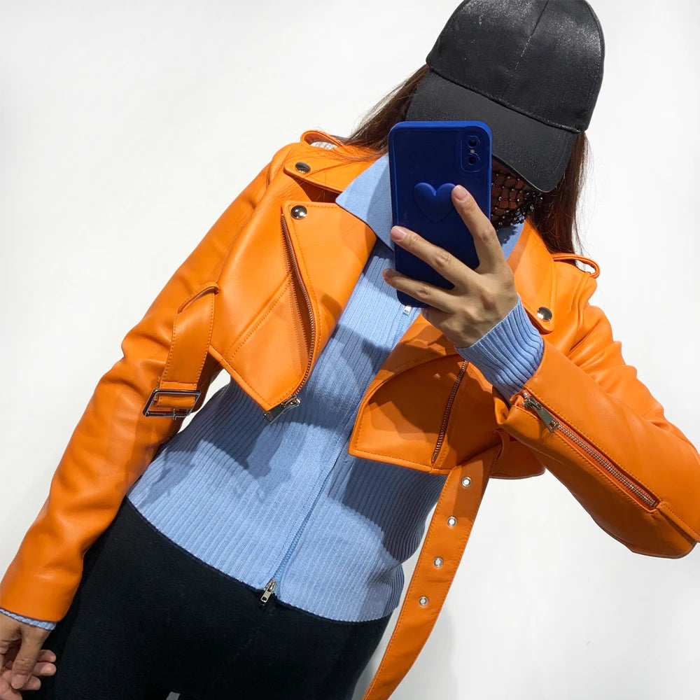GO BALLISTIC Women's Sheepskin Leather Jacket - Short, Colorful
