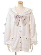 Japanese Liz Mine Mass-Produced Sailor Collar Ribbon Bow Sweet Hoodies Women Autumn Preppy Style Y2K Cute Oversized Sweatshirt
