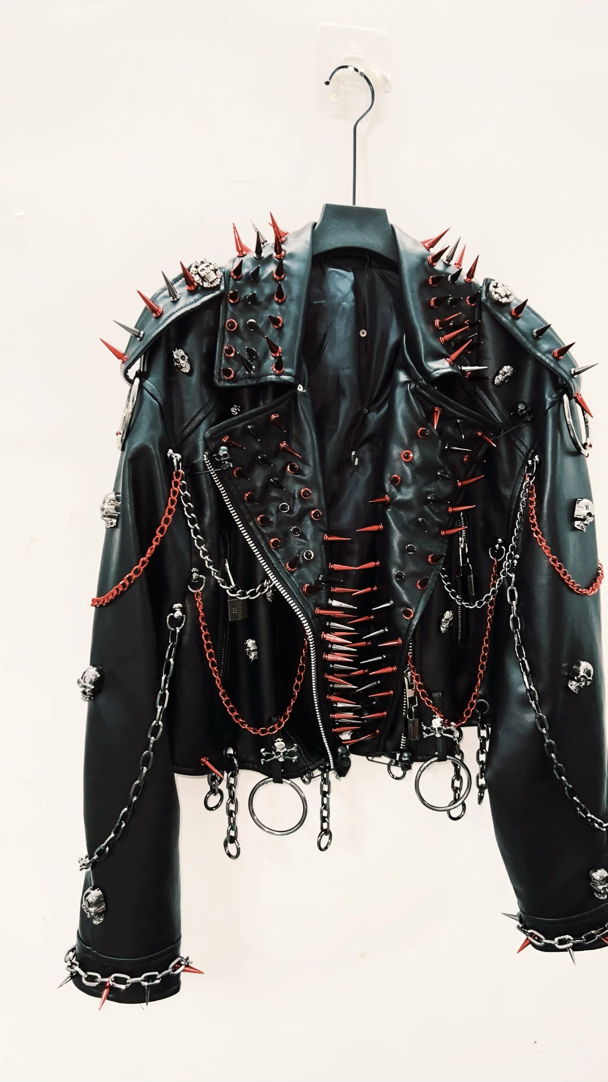 vintage Leather jacket Gothic Leather jacket Punk Leather jacketoversizeLeather jacket Rivet Leather jacket skull Leather jacket SS69
