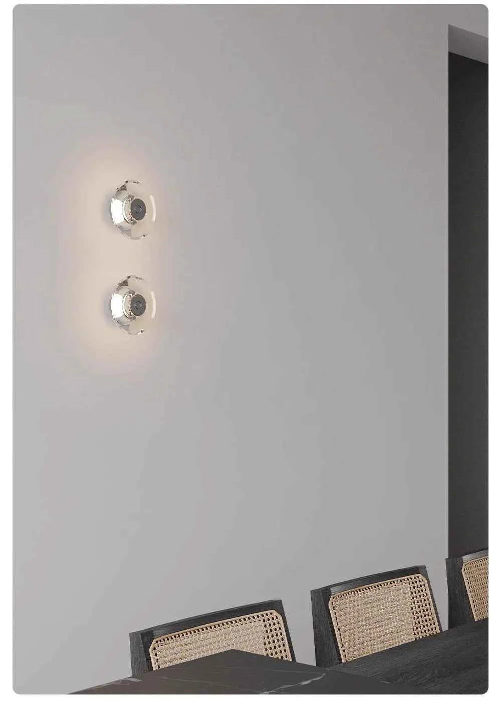 Modern Round Crystal Bedside Lamp Bedroom Living Room Italian LED Sconce Minimalist Art Circular Corridor Mirror Wall Lights