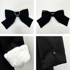 Japanese Sweet Winter Woolen Coat Lolita Style Cute Big Bow Fungus Edge Long Sleeve Slim Kawaii Girls Women Elegant Overcoat