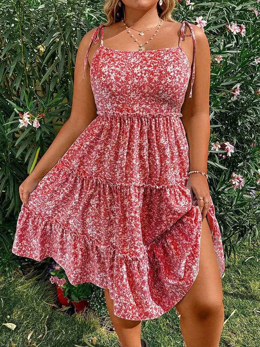 Plus Size 2025 Summer New Women's Halter Backless Hollow Out Short Sleeve Dress Bohemian Mini Floral Dress Best of Summer