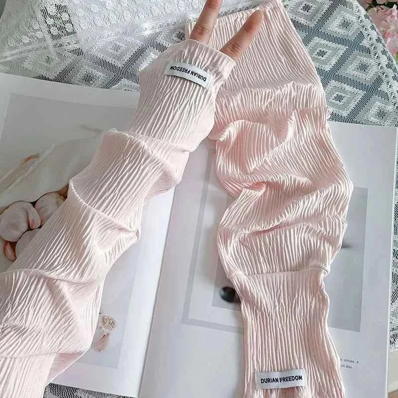 Ice silk sunscreen sleeves, solid color, simple Korean version, driving, cycling, sun shading, UV protection, summer