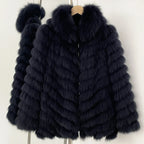 OFTBUY Women's Real Fox Fur Coat - Thick Warm Winter Jacket