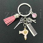New fashion hairstyle gift charm tassel keychain retro jewelry mini hairdressing scissors hair dryer comb keychain DIY manual