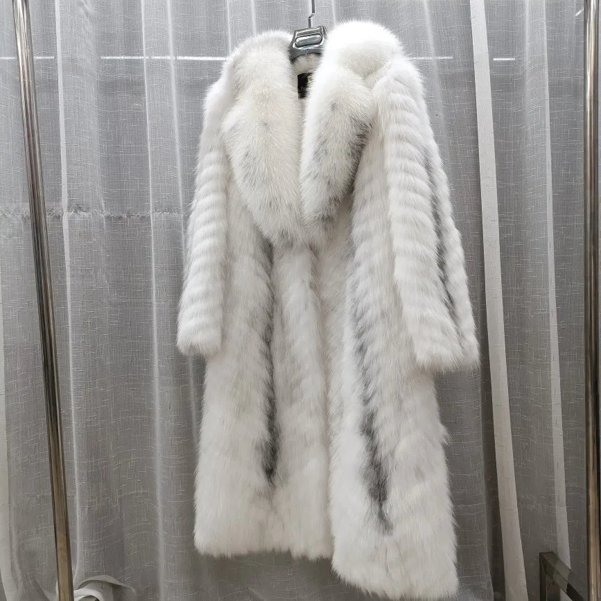 Furyoume Hot 2024 Women Winter Coat Real Fox Fur Coat X-long Luxury Clothes Natural Fluffy Fur Jacket Ladies Fashion Streetwear SS69 504.69 color 11 / XXL bust 110cm