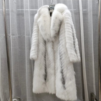 Furyoume Hot 2024 Women Winter Coat Real Fox Fur Coat X-long Luxury Clothes Natural Fluffy Fur Jacket Ladies Fashion Streetwear SS69 504.69 color 11 / XXL bust 110cm
