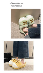 New Adorable Kitty Claw Slippers Women's Home Shoes Non Slip Furry Mules Female Fashion Warm Fluffy Slides Outdoor Cat Slippers