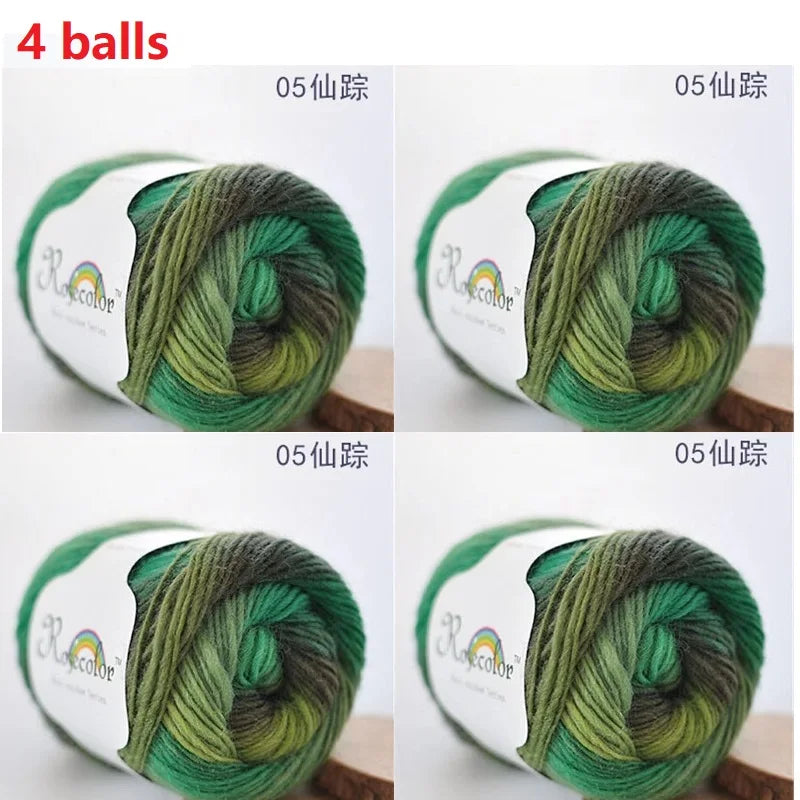 100% Wool Yarn Rainbow Color for Hand Knitting Crochet Plush Thickness Lanas Thread DIY Soft Scarf Shawl Sweater Free Shipping