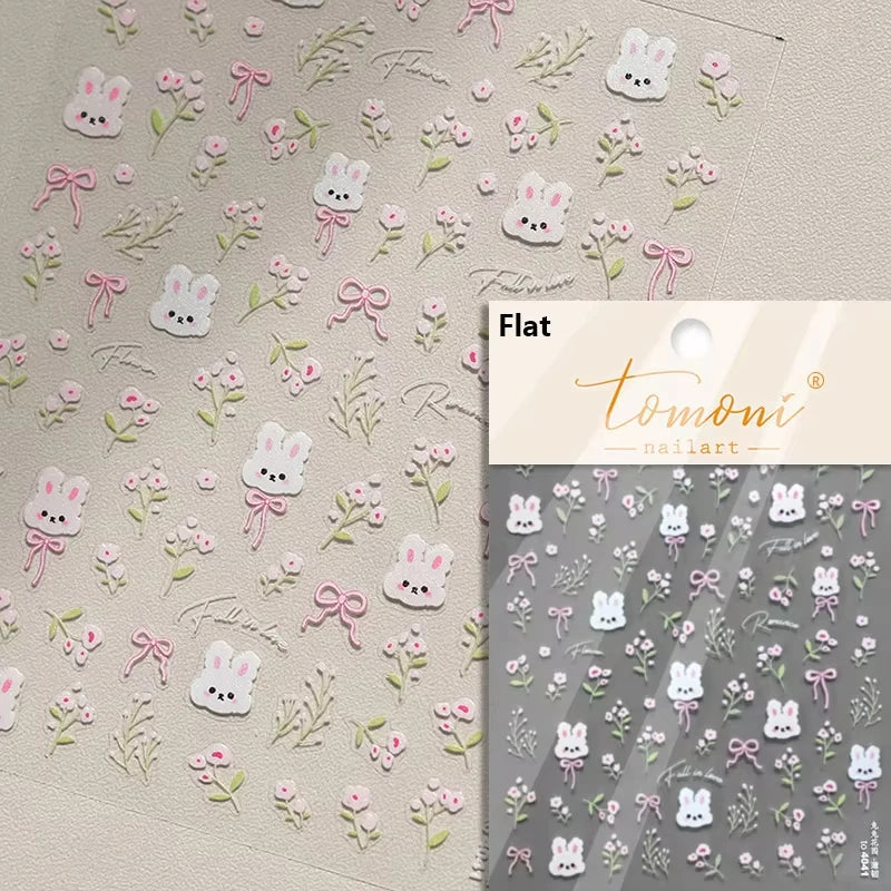 Cute Jelly Pink Cat Paw Print Nail Sticker Kawaii Pink Black Cat Claw 5D Embossed Self-Adhesive Nail Art Sticker Nail Art Decal SS69 7.69 TO4041