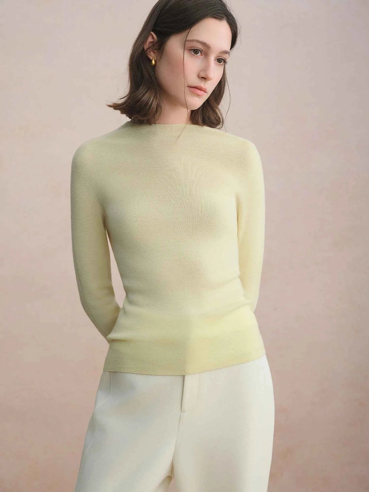 DUSHU Seamless Half-high Collar Pure Wool Pullovers Women Plus Size Autumn Winter Bottoming Sweater Solid Soft Breathable Tops