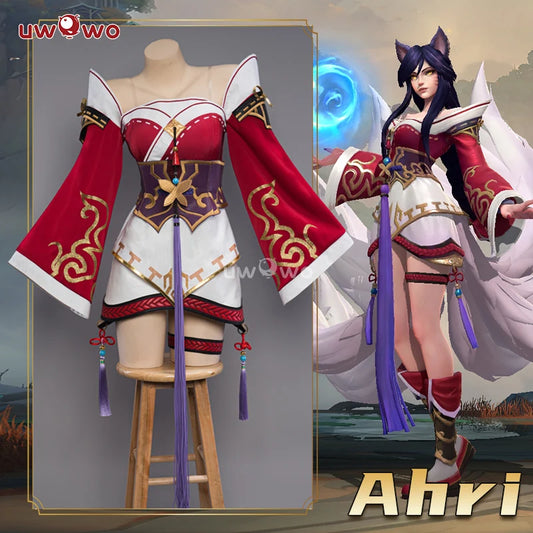 IN STOCK UWOWO Ahri Cosplay Game Ahri Champion Nine Tails Wildd Riftt Game Cosplay Costume Ahri Halloween Cosplay