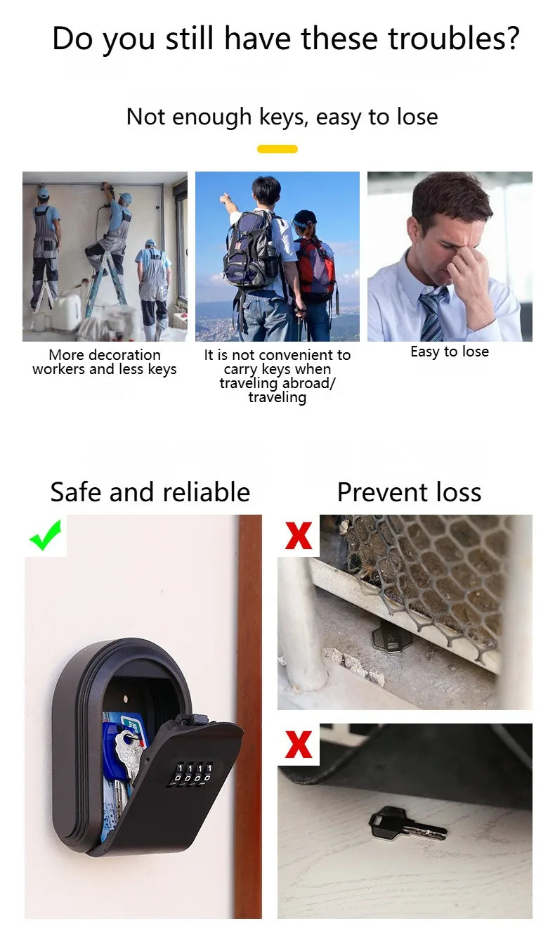 4-Digit Combination Wall Mount Key Lock Box for Secure Storage