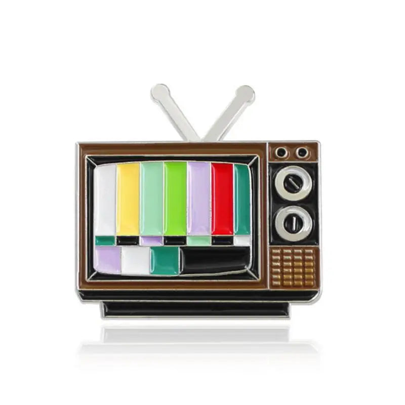 Wannee Vintage TV No Signal Rainbow Lapel Pin