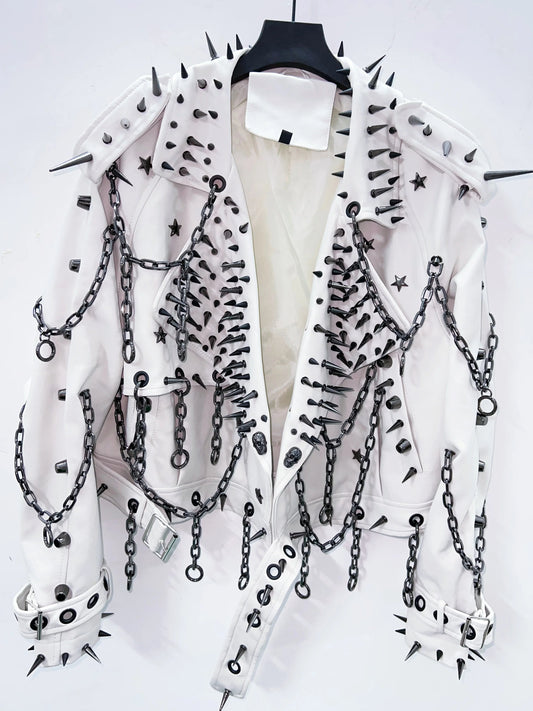 vintage Leather  y2k  Jacket Skull Jacket Punk Jacket  gothic Leather gothic clothes y2k fashion y2k clothes  harajuku Jacket SS69