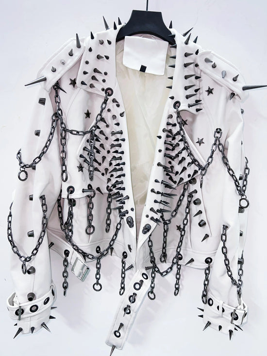 vintage Leather  y2k  Jacket Skull Jacket Punk Jacket  gothic Leather gothic clothes y2k fashion y2k clothes  harajuku Jacket SS69