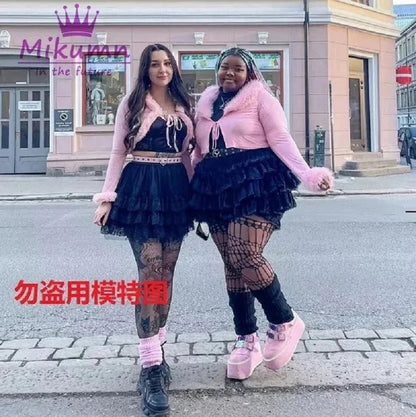 Harajuku Y2k Sweet Pink White Pumpkin Pants Lolita Autumn Winter JK Plush Shorts Japanese Kawaii Ruffles Lantern Shorts SS69