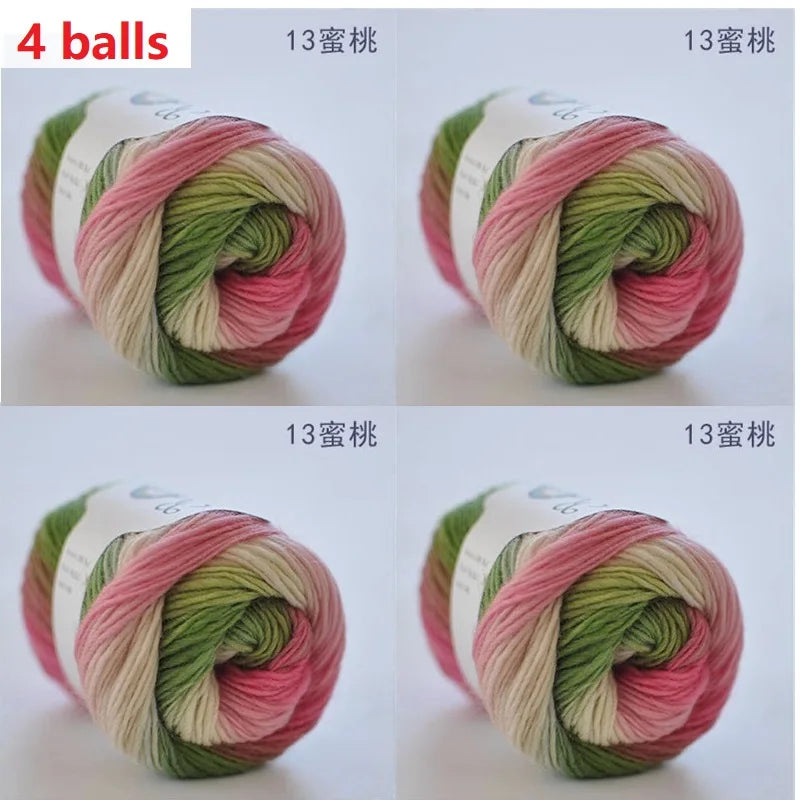 100% Wool Yarn Rainbow Color for Hand Knitting Crochet Plush Thickness Lanas Thread DIY Soft Scarf Shawl Sweater Free Shipping