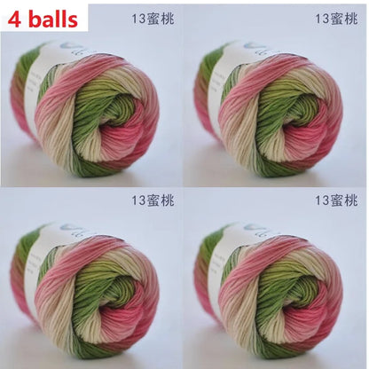 100% Wool Yarn Rainbow Color for Hand Knitting Crochet Plush Thickness Lanas Thread DIY Soft Scarf Shawl Sweater Free Shipping