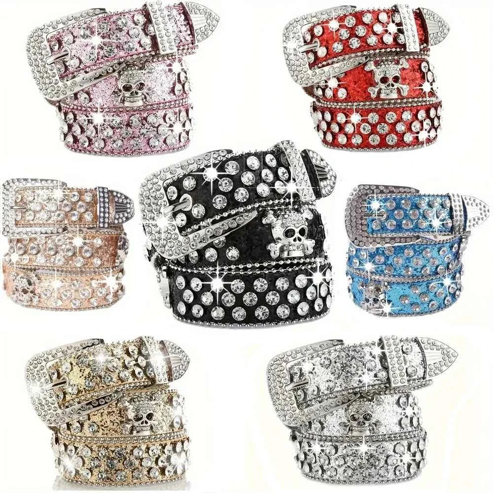 SS69 Rhinestone Western Cowgirl Belt - PU Leather Y2K Style Accessory