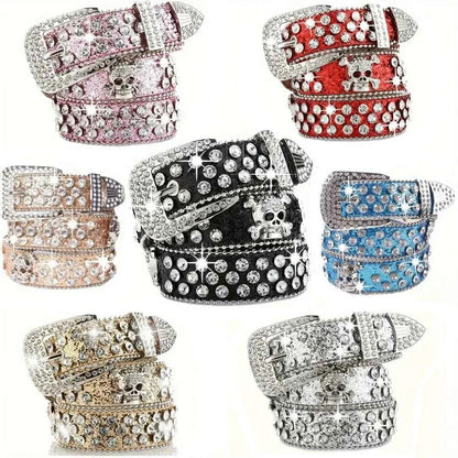 SS69 Rhinestone Western Cowgirl Belt - PU Leather Y2K Style Accessory
