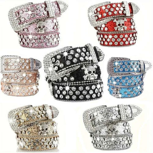 SS69 Rhinestone Western Cowgirl Belt - PU Leather Y2K Style Accessory