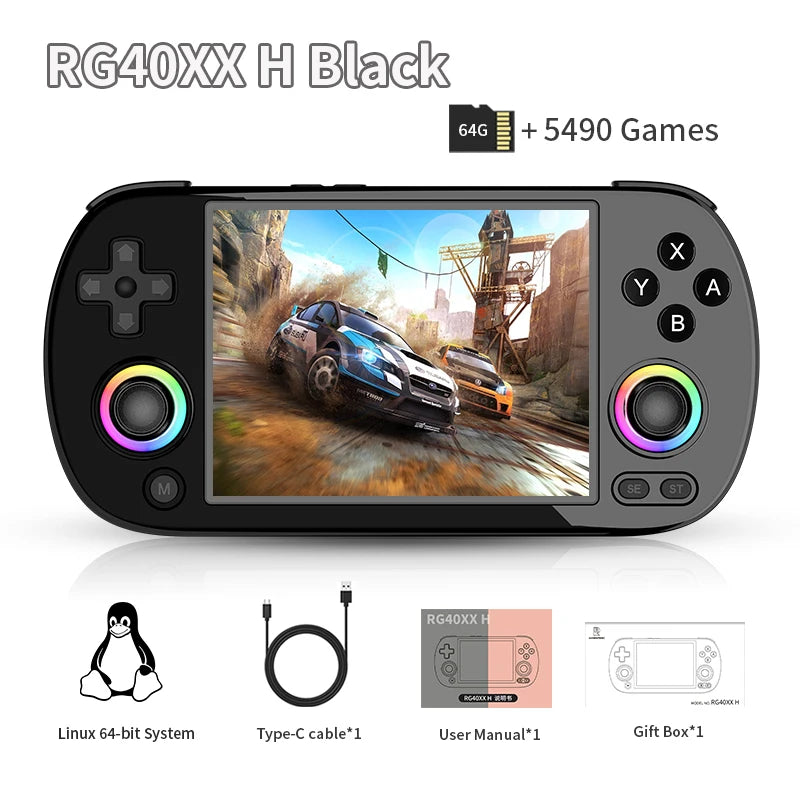 ANBERNIC RG40XX H Handheld Game Console Linux 64-bit System 4.0 inch IPS 3200mAh Retro Video Gaming Console 64G 5000+ Games Gift SS69