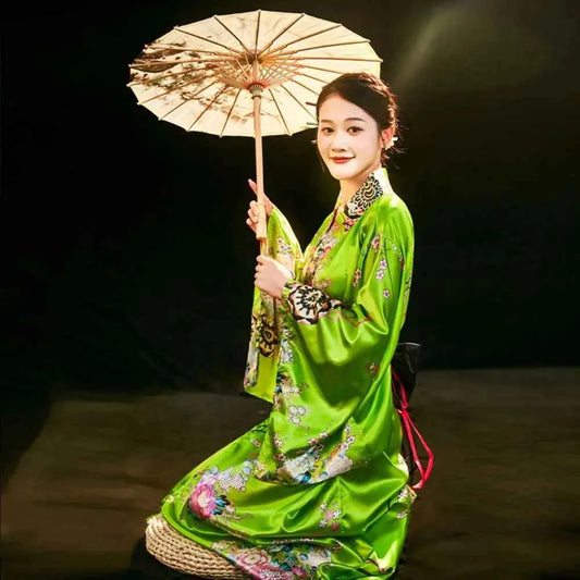 Cosplay Costume Traditional Japanese Kimono Japanese Style Elegance Sakura Girl Kimono Dress Asian Printed Floral