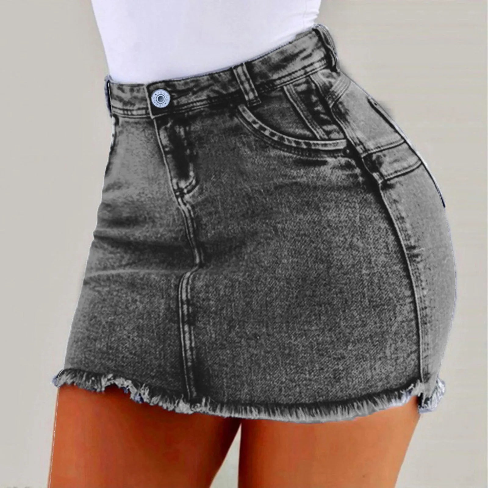 Mini Skirt Women's Wash Mini Female Short Skirts Summer Women's Sexy Denim Skirt Skirts for Women Knee Length Casual SS69 23.69 Grey / XXL / CN