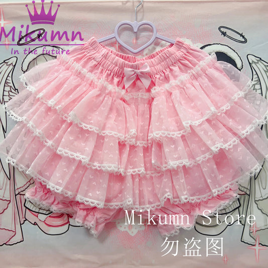 Mikumn Harajuku Sweet Lace Shorts Skirts Y2k Japanese Lolita Kawaii JK Ruffles Bloomers Women Elastic Waist Safety Short Pants SS69 40.69 Pink / Waist 60-100cm