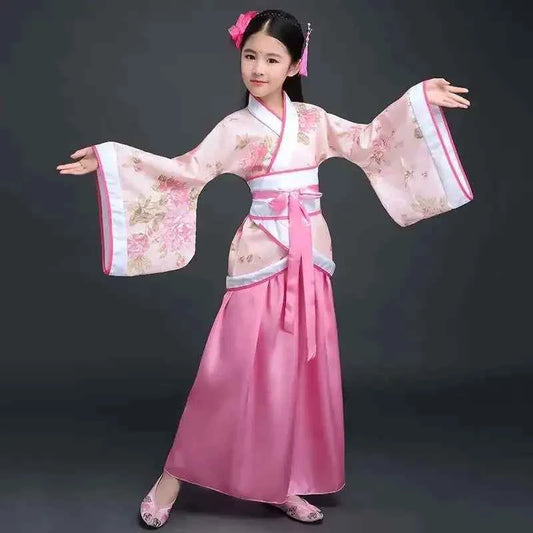 Costume Girls Children Kimono Traditional Vintage Ethnic Fan Students Chorus Dance Costume Japanese Yukata Kimono Style