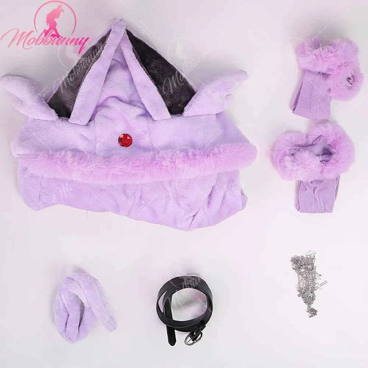 MOBBUNNY Espeon Cosplay Costume Women Hooded Bodysuit Tail Socks Suit Cute Cartoon Flannel Pajamas Bunny Girl Plush Jumpsuit