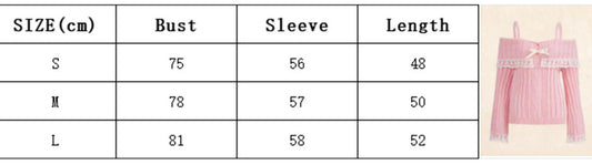 Pretty Cute Outfits Harajuku Cosplay Sweater Kawaii Lace Trim Off Shoulder Pullovers Y2K Aesthetic Vintage Long Sleeve Jumpers SS69