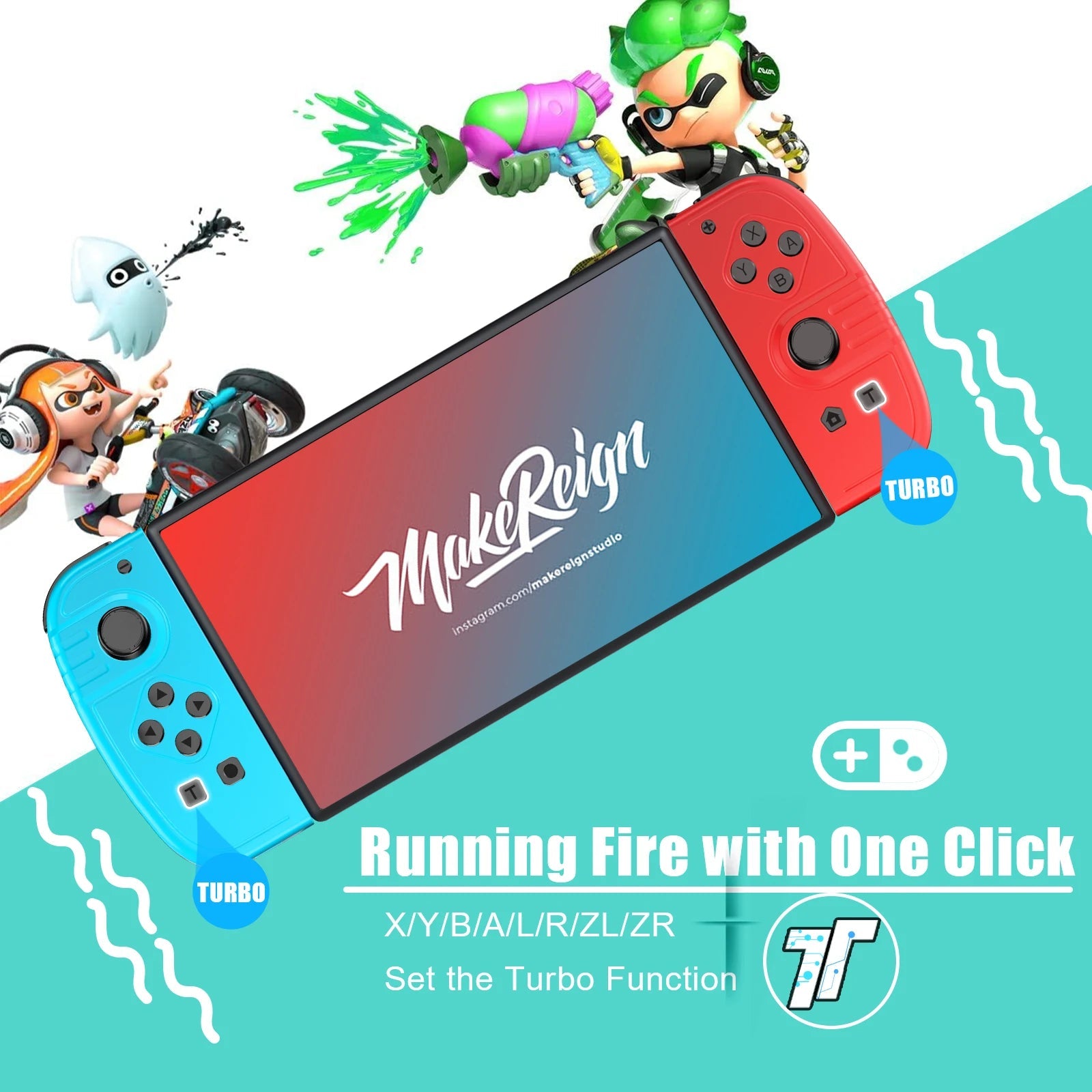 For Nintendo Switch/iOS/Android/PC Wireless Controller, Turbo Vibration Wake-up Handle For Fitness-ring BT Video Game Control SS69