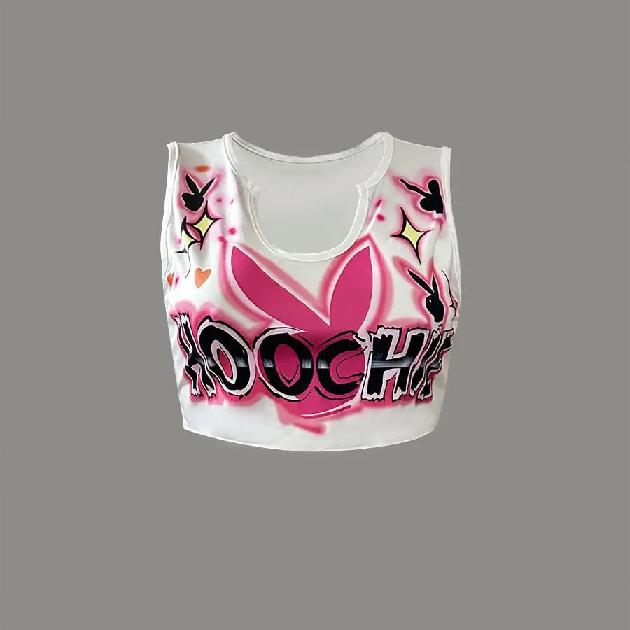 Sexy Letter T Shirts Fashion Cropped Top Printed Sweatshirts Streetswear 2023 Summer Clothes Women Y2K Graphic Tank Tops Tees SS69