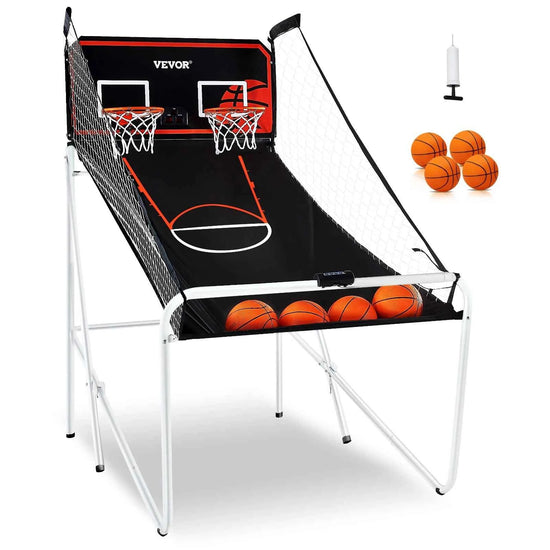SucceBuy Foldable Basketball Arcade Game 2 Player Indoor Basketball Game Dual Shot Sport w/ 4 Balls 8 Game Modes for Kid Adult