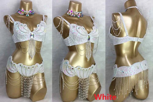 Sexy belly dance BRA+belt 2piece/ set costume set hot girl stage dance show clothing party evening event wear