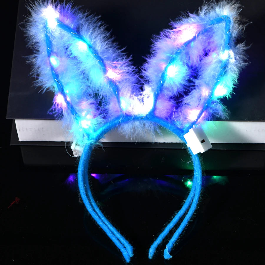 LED Glow Cat & Bunny Ear Headbands - 10/20/30 Pcs