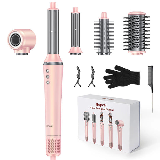 5-in-1 Hair Dryer Airstyler Ion Multistyler Hot Air Brush, 110,000 rpm with 32 mm Automatic Curling Iron, Straightener SS69 83.69 Pink / EU / United States